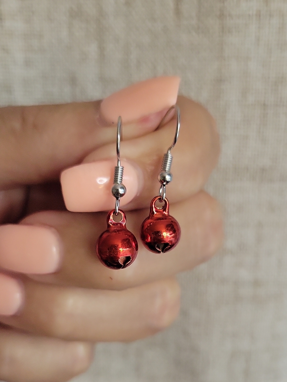 Dainty Red Holiday Bell Earrings